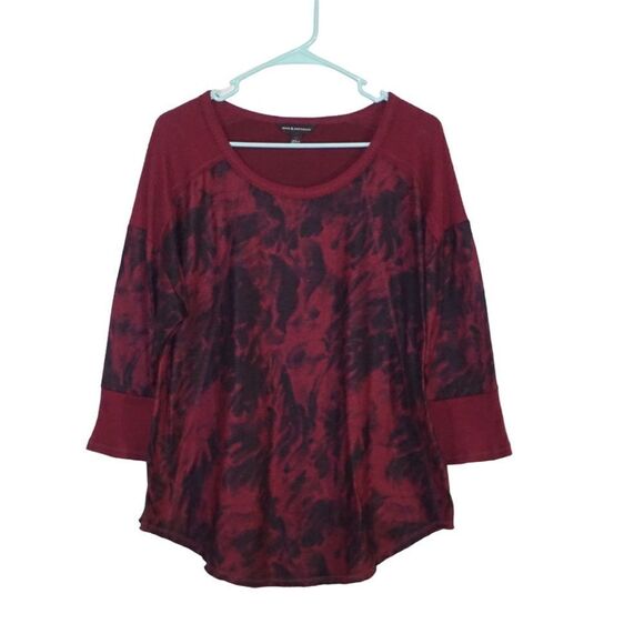 Rock & Republic Red and Black Tunic Style Quarter Sleeve Sweater Top, Size XL - Picture 1 of 4
